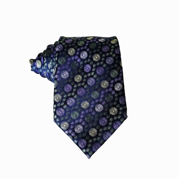 Simon Carter London Handmade Floral Theme Embroidery Silk Tie W3.5 in L 58.5 in - Picture 3 of 15